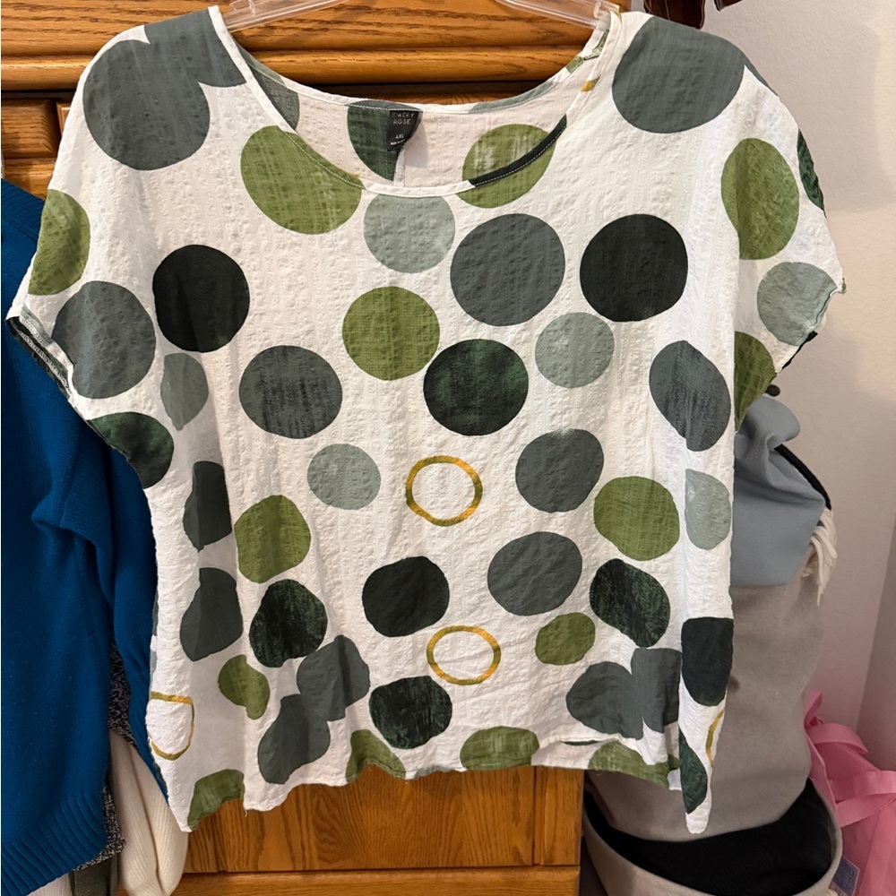 Polka Dot Women's Top - Green and White (44)